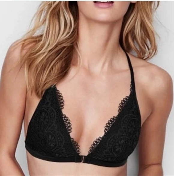 Victoria's Secret Elegant Black Lace Bralette Racerback Size Small - Picture 2 of 12
